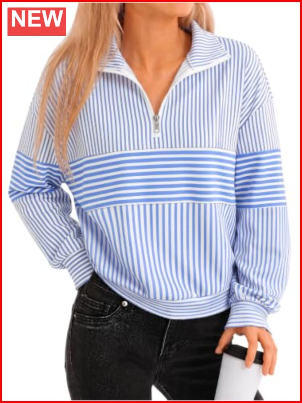 Women's Quarter Zip Color Block Sweatshirt Oversized Pullover Fall
